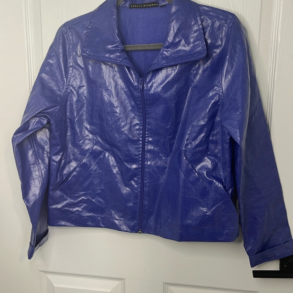 Robert Krugman purple lilac waxed linen jacket size M